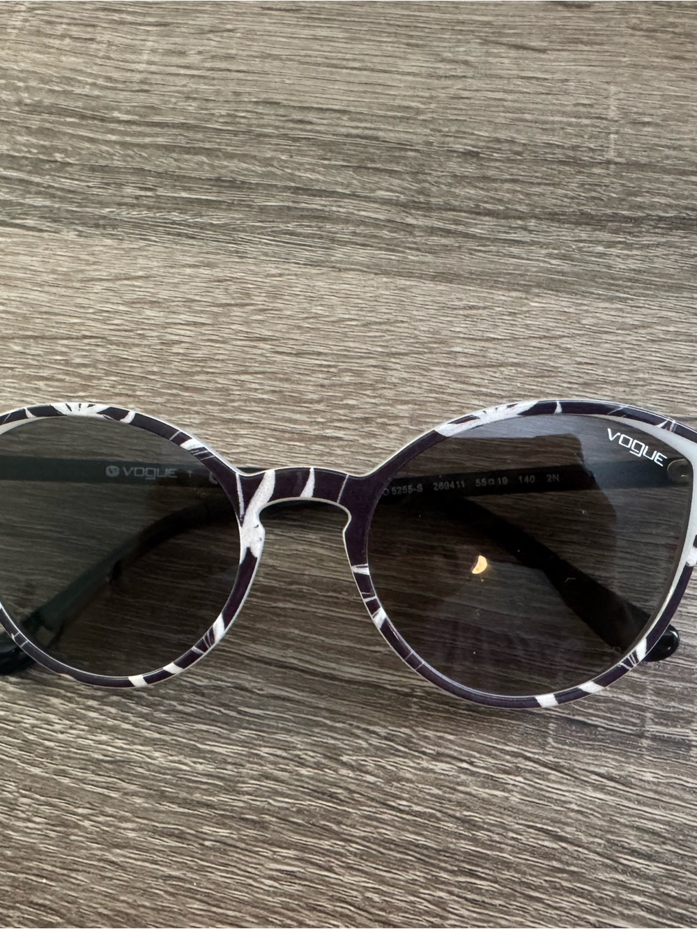 Vogue Women's Black & White Patterned Round Sunglasses - Vogue